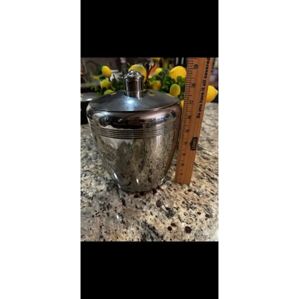 Vintage Hampton Forge 18/10 Stainless Steel Ice Bucket W/2 Sets Of Tongs